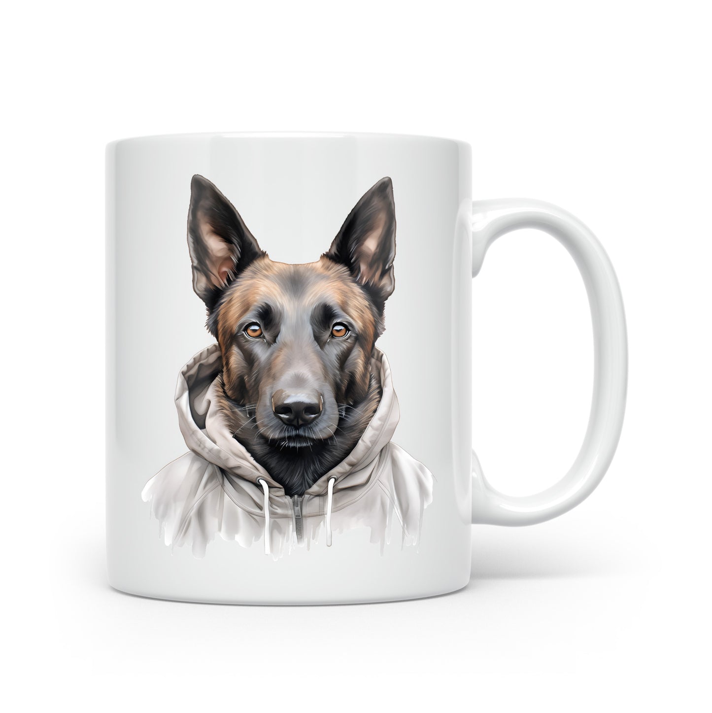 Dogs in Hoodies Mug – Ceramic & Bone China - 3 Sizes - Belgian Malinois