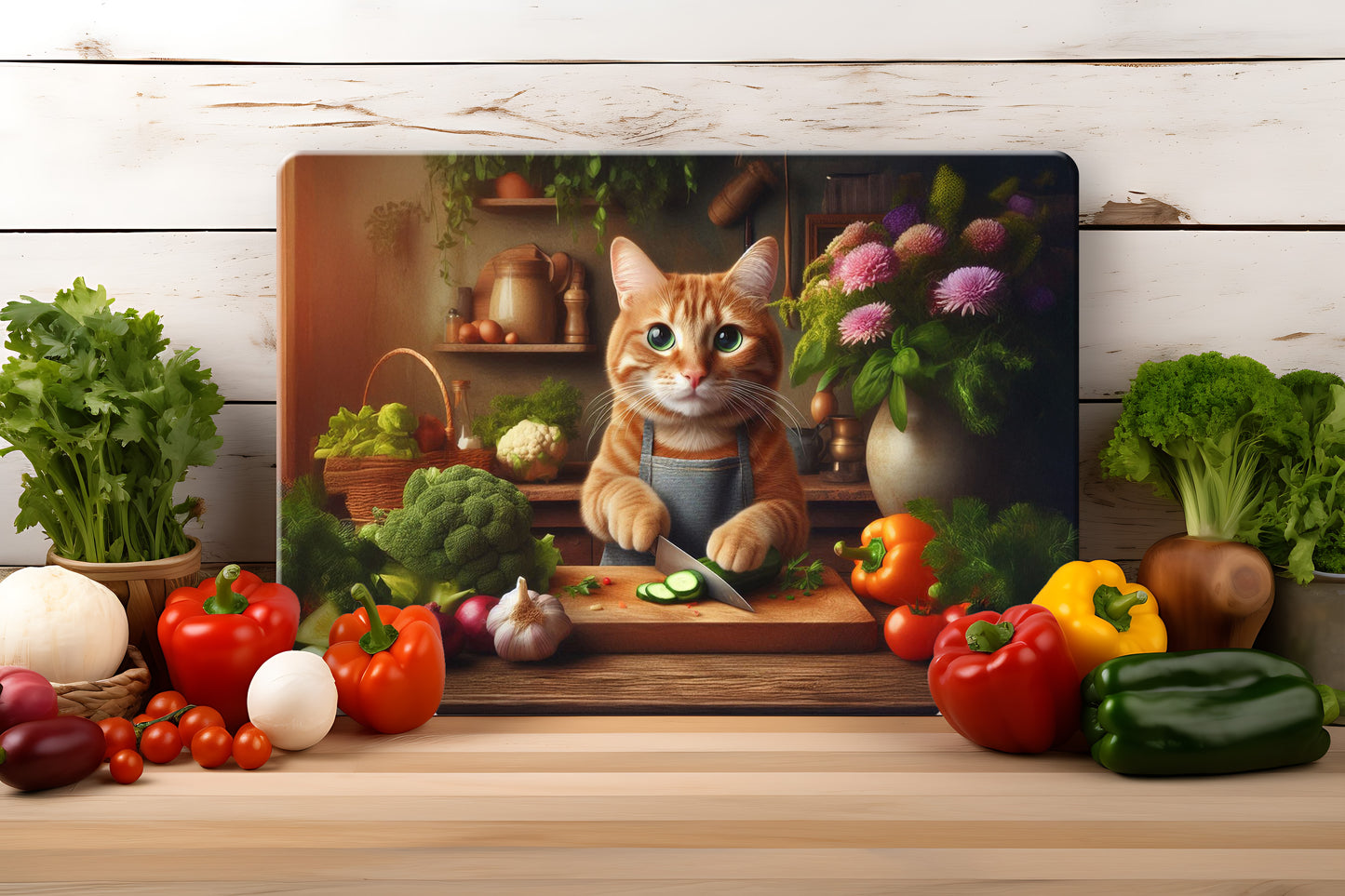 Cats in the Kitchen (8 styles) - Tempered Glass Cutting Board - (285x200mm and 390x290mm) Gloss or Textured Finish Maine Coon