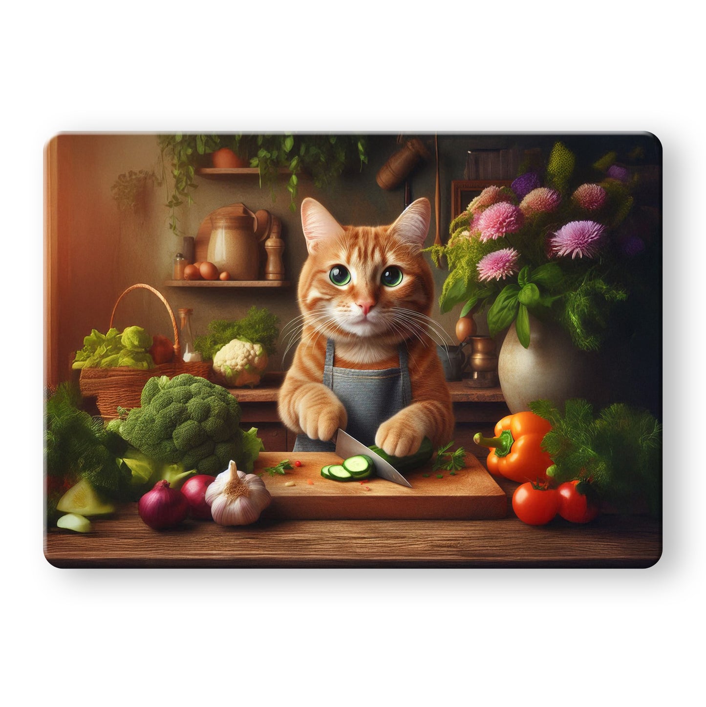 Cats in the Kitchen (8 styles) - Tempered Glass Cutting Board - (285x200mm and 390x290mm) Gloss or Textured Finish Maine Coon