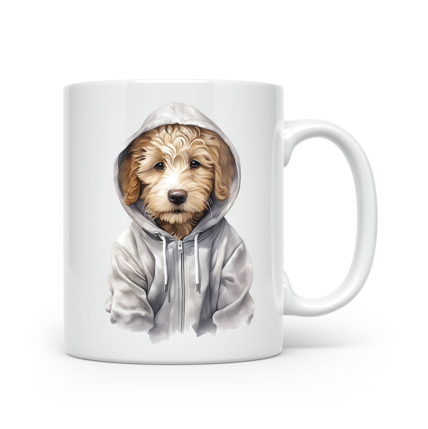 Dogs in Hoodies Mug – Ceramic & Bone China - 3 Sizes - Golden Doodle