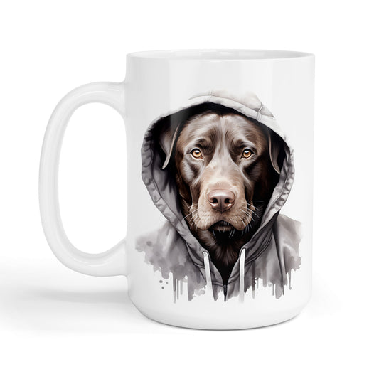 Dogs in Hoodies Mug – Ceramic & Bone China - 3 Sizes - Labrador Retriever