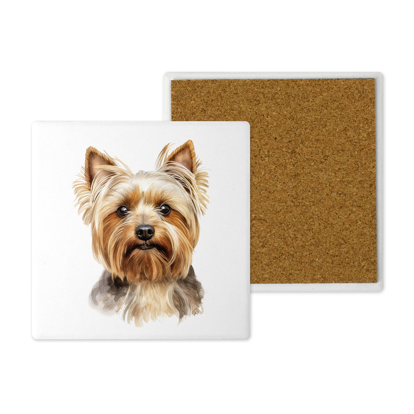 Popular Dog Breeds - Ceramic Coaster – Beautifully Hand Printed Design 10x10cm - Yorkshire Terrier