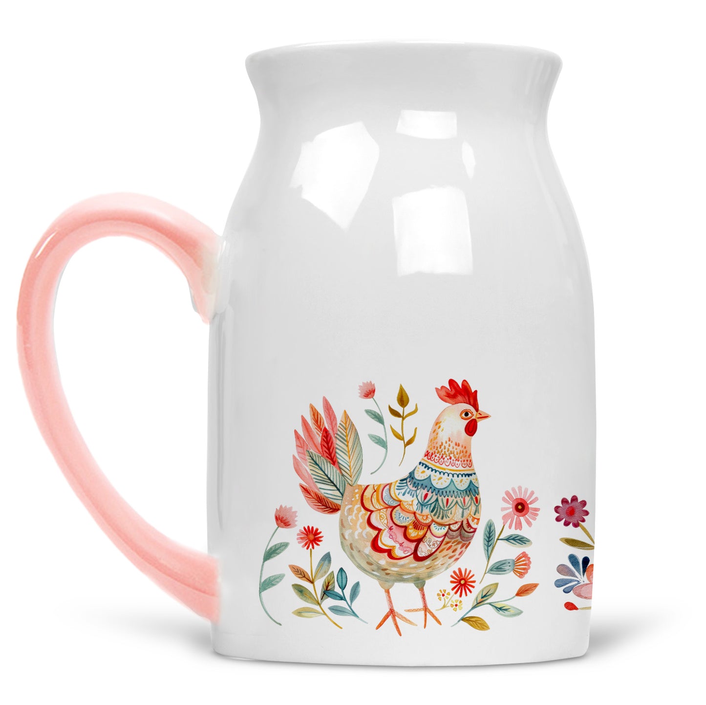 Bright & Cheery Chicken Jug – Pink Handle