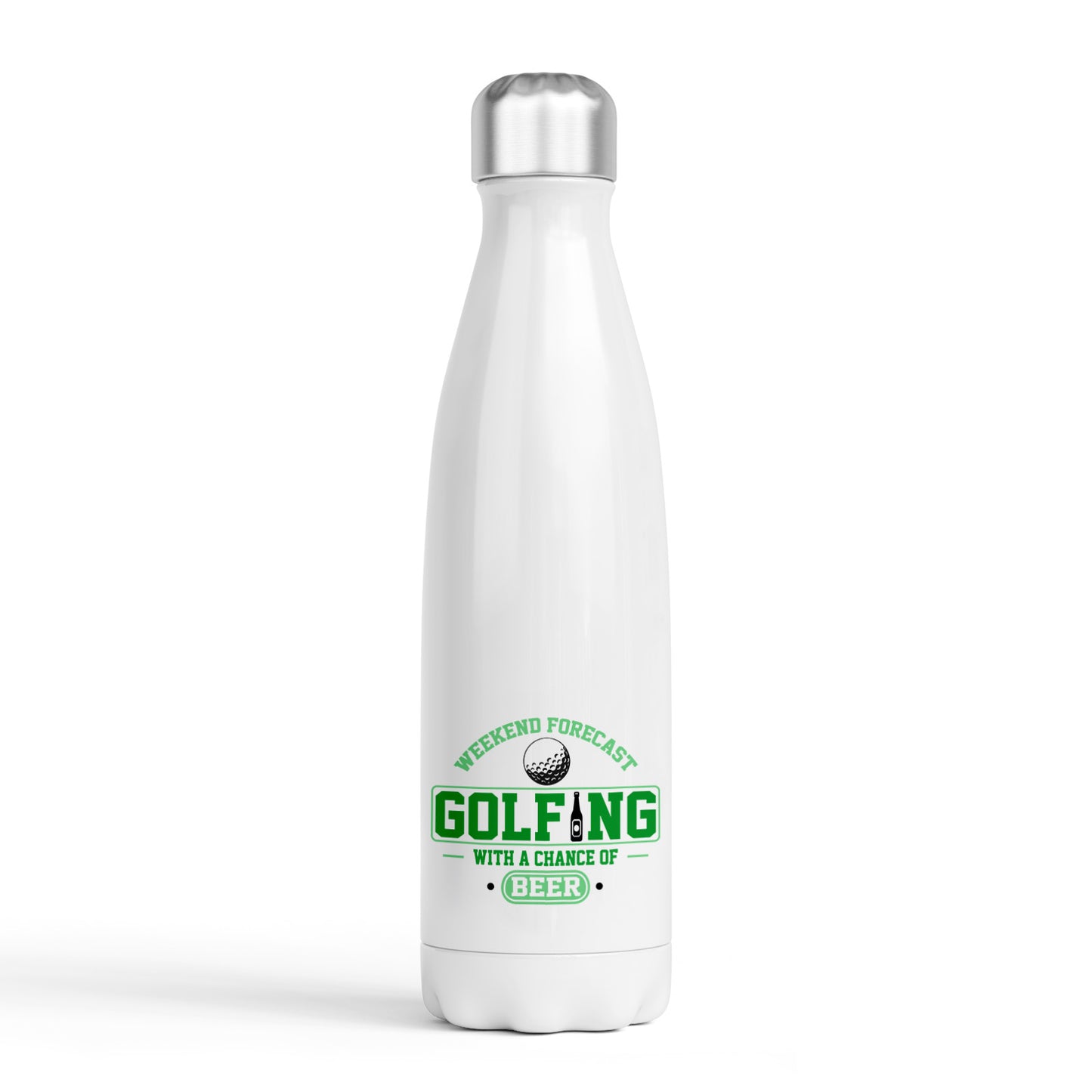 Weekend Forecast, Golf with a chance of Beer Bottle - Double Wall Insulated Stainless Steel Sport Drinks 500ml