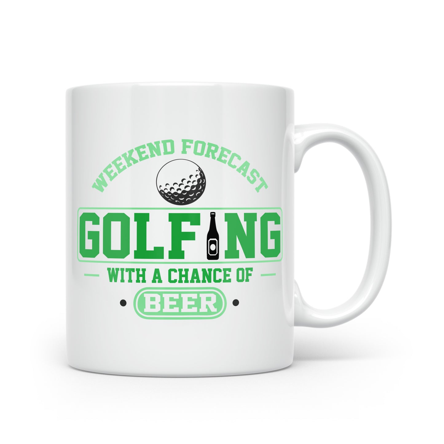 Weekend Forecast, Golfing with a chance of Beer - Ceramic Golf Mug 11oz