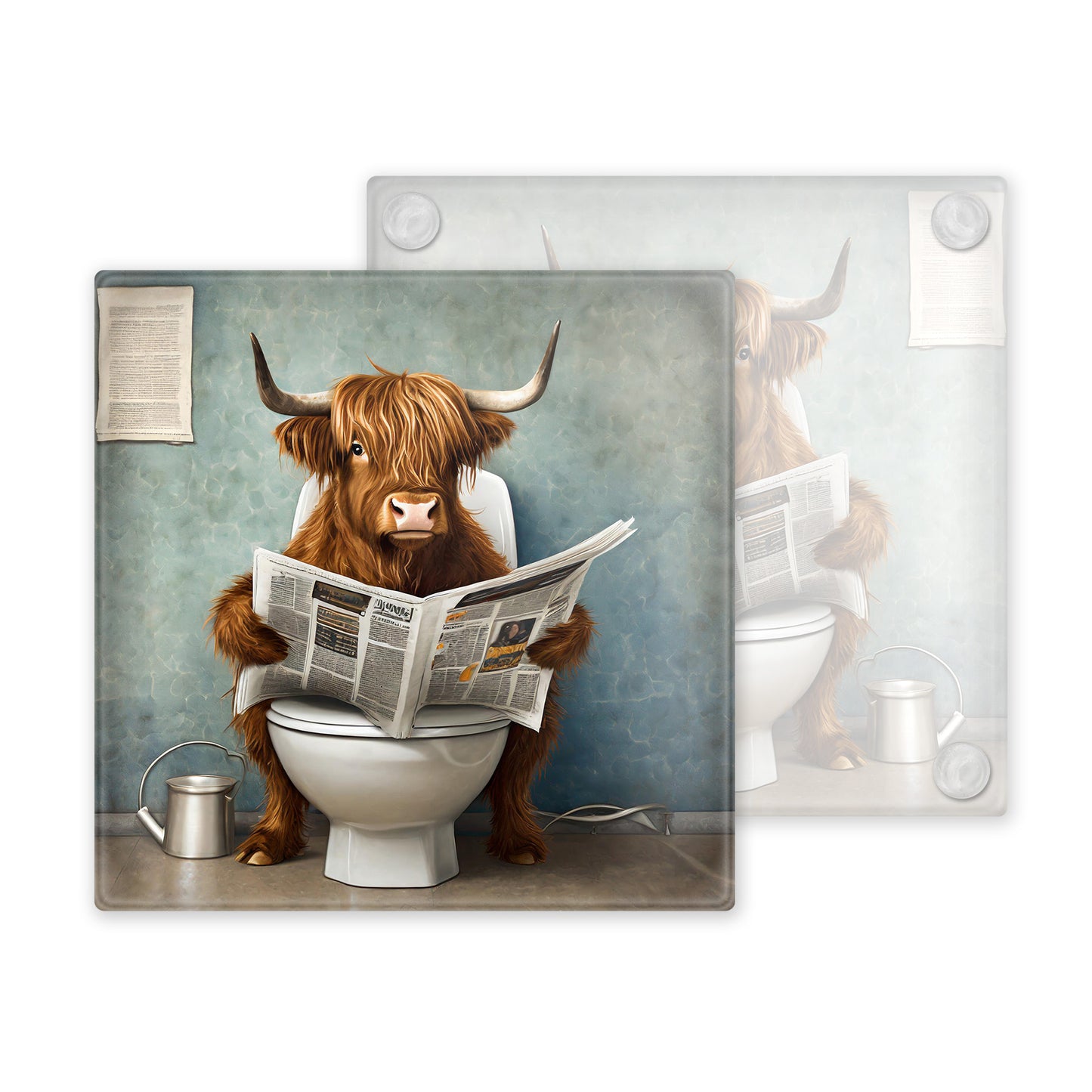 Highland Cow Glass Coaster Set – Fun and Quirky Designs - Set 2