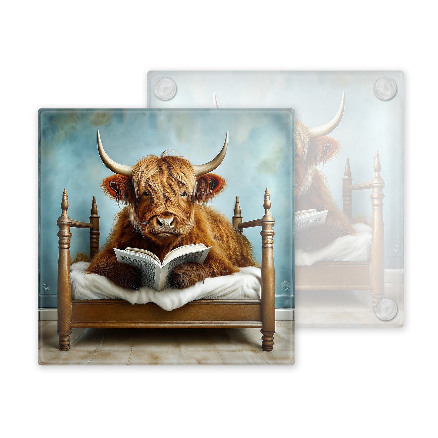 Highland Cow Glass Coaster Set – Fun and Quirky Designs - Set 2