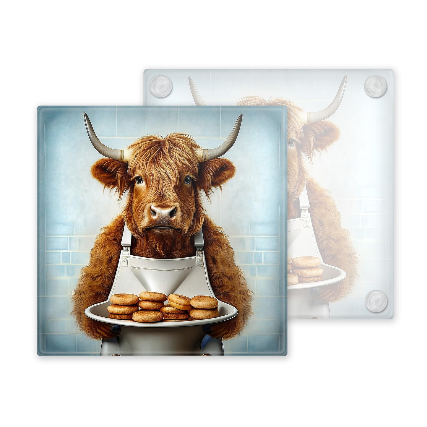 Highland Cow Glass Coaster Set – Fun and Quirky Designs - Set 3