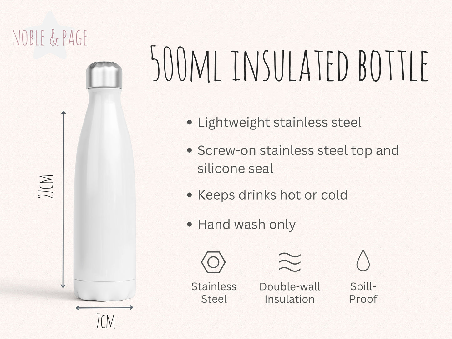 Nordic-Inspired Chicken Design Drinks Bottle - 500ml - Chicken 1