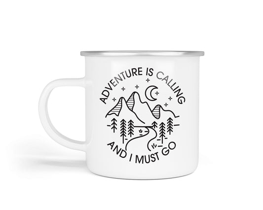 Colourful Retro Enamel Camping Mugs – Vibrant Designs for Outdoor Adventures Adventure is Calling