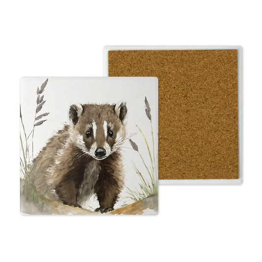 Countryside Critters - Ceramic Coaster with Cork Backing Badger