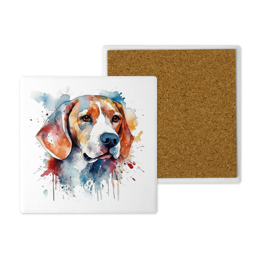 Popular Dog Breeds - Ceramic Coaster –  Beautifully Hand Printed Design 10x10cm - Beagle