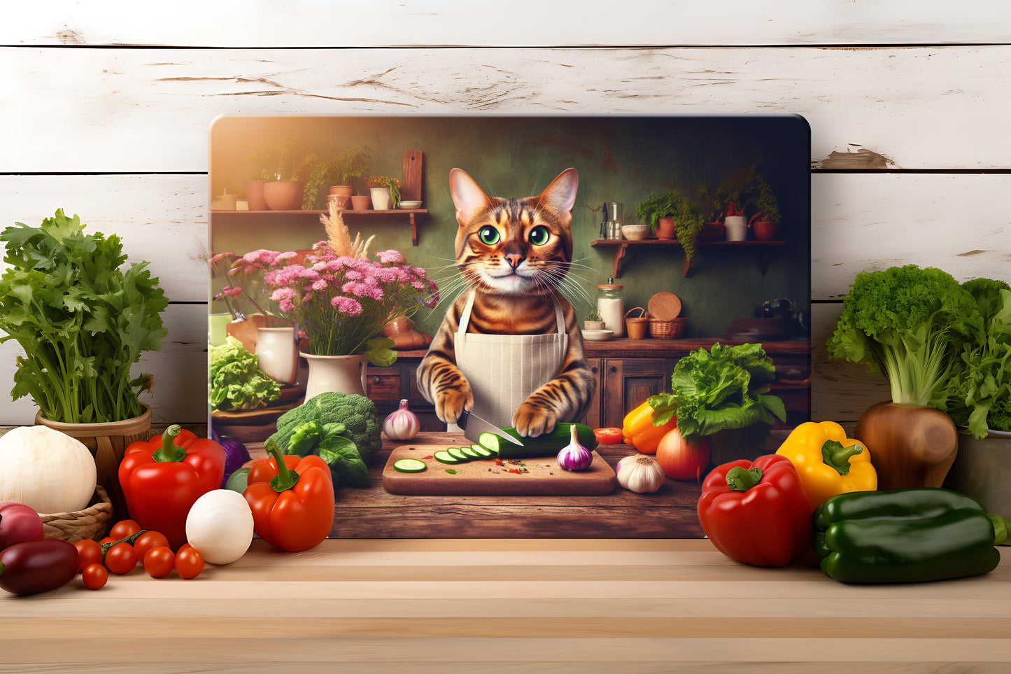 Cats in the Kitchen (8 styles) - Tempered Glass Cutting Board - (285x200mm and 390x290mm) Gloss or Textured Finish Maine Coon