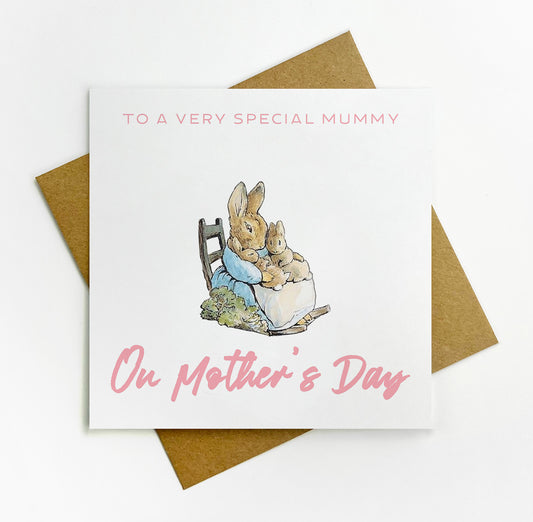 Vintage Peter Rabbit Mother's Day Greeting Card - Luxury Textured Card Mummy
