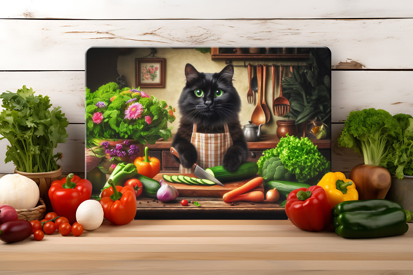 Cats in the Kitchen (8 styles) - Tempered Glass Cutting Board - (285x200mm and 390x290mm) Gloss or Textured Finish Maine Coon