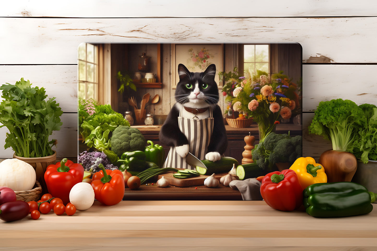 Cats in the Kitchen (8 styles) - Tempered Glass Cutting Board - (285x200mm and 390x290mm) Gloss or Textured Finish Maine Coon
