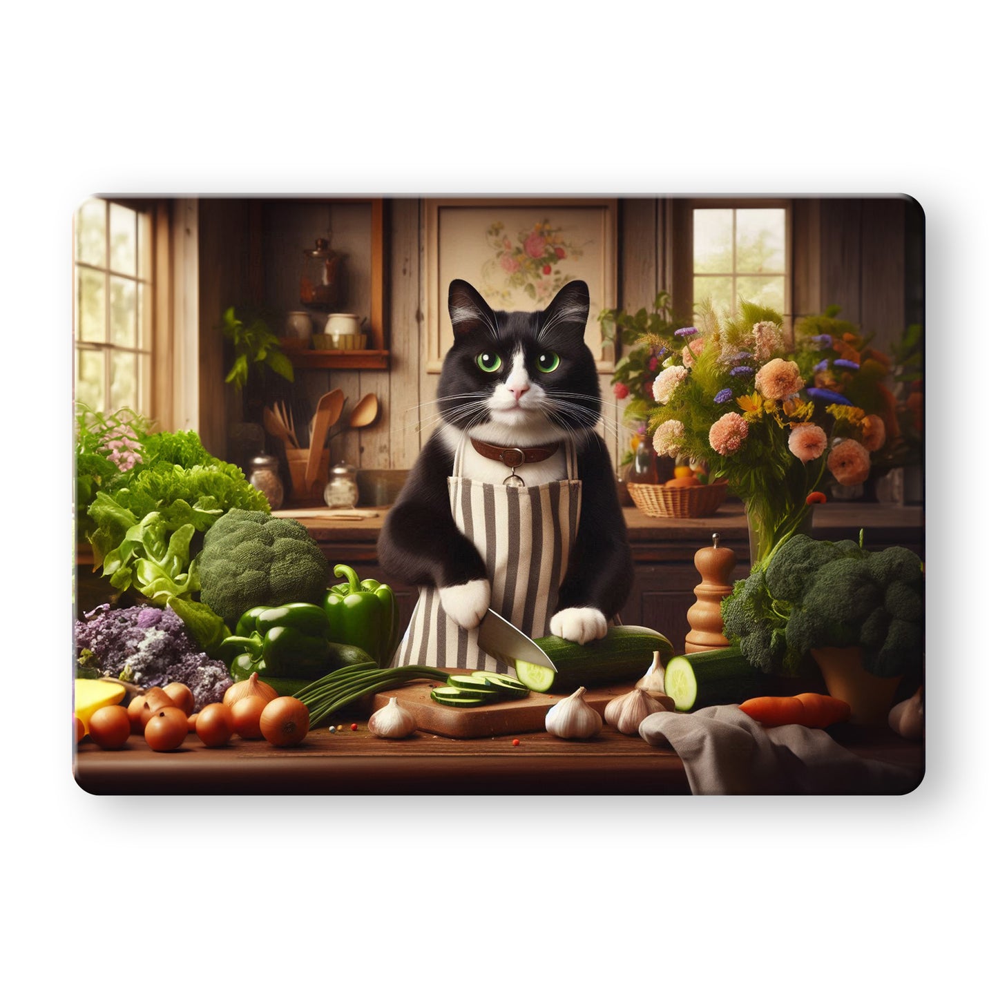 Cats in the Kitchen (8 styles) - Tempered Glass Cutting Board - (285x200mm and 390x290mm) Gloss or Textured Finish Maine Coon