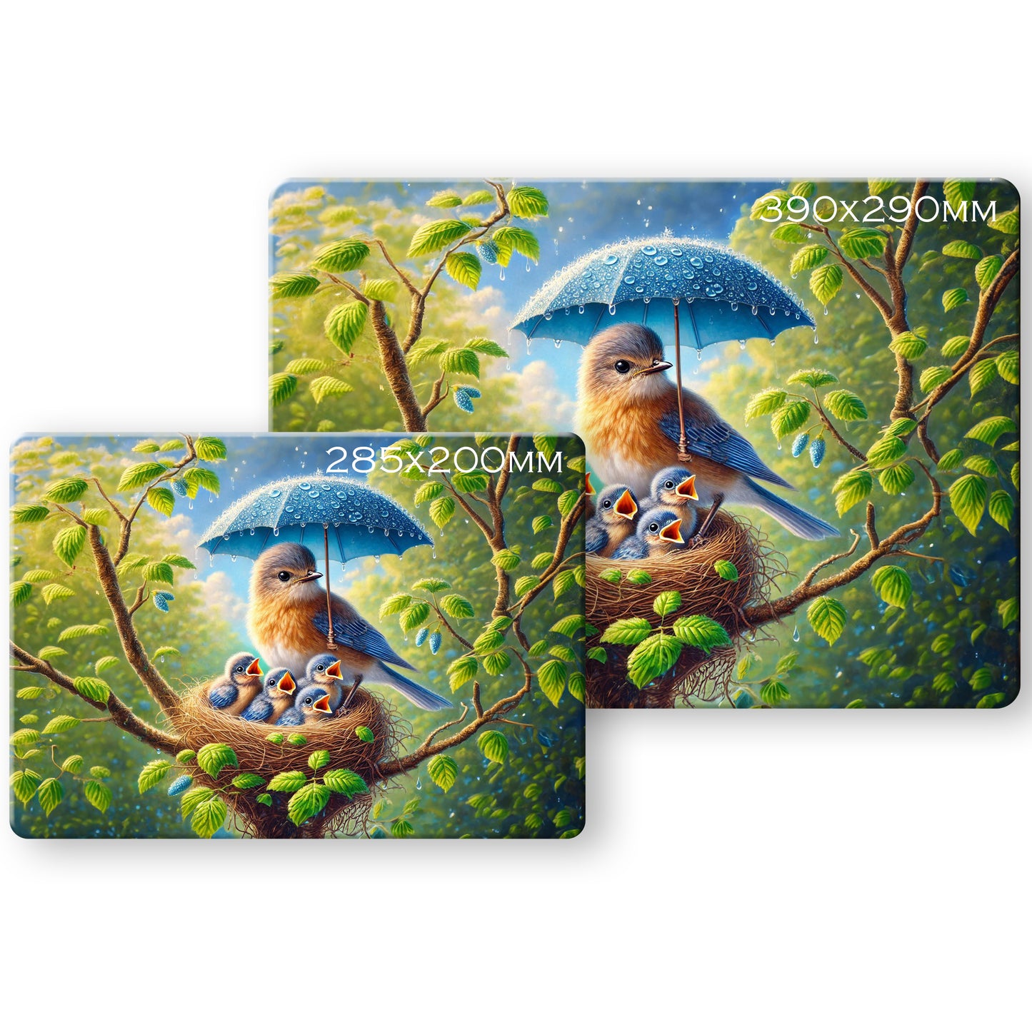 Watercolour Bluebirds - Tempered Glass Cutting Board - (285x200mm and 390x290mm) Gloss or Textured Finish