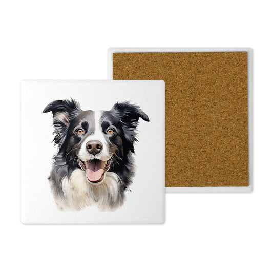 Popular Dog Breeds - Ceramic Coaster –  Beautifully Hand Printed Design 10x10cm - Border Collie