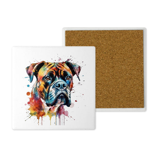 Popular Dog Breeds - Ceramic Coaster –  Beautifully Hand Printed Design 10x10cm - Boxer