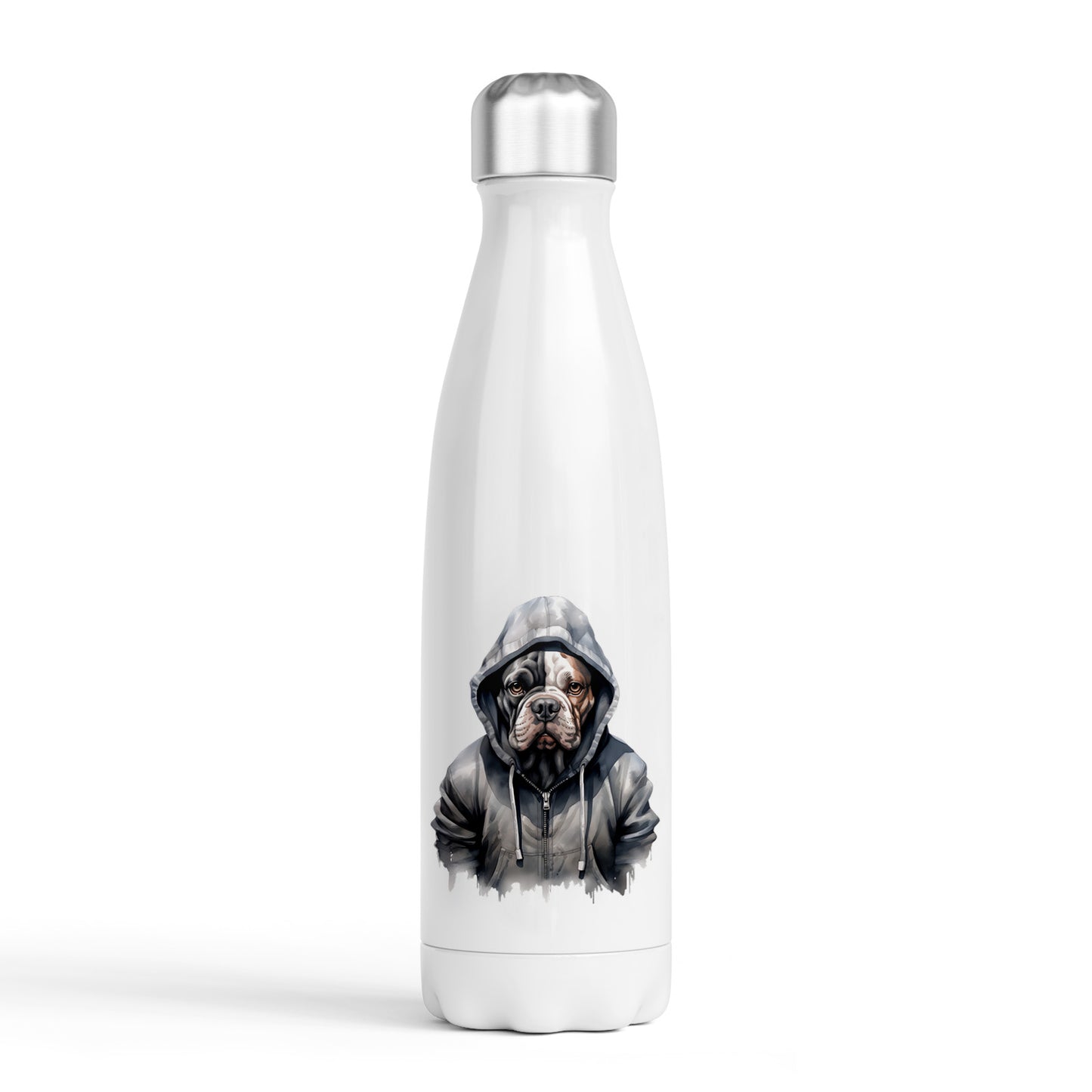 Dogs in Hoodies Water Bottle - 500ml - Bulldog