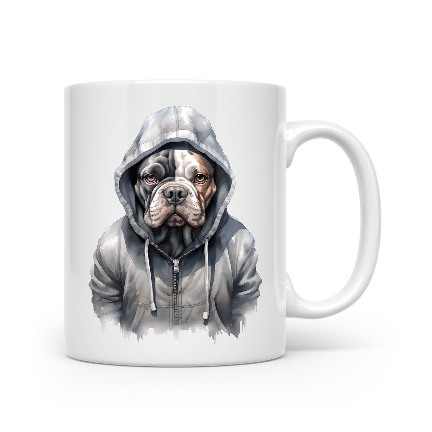Dogs in Hoodies Mug – Ceramic & Bone China - 3 Sizes - Bulldog