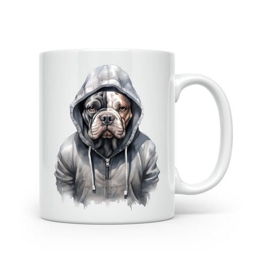 Dogs in Hoodies Mug – Ceramic & Bone China - 3 Sizes - Bulldog