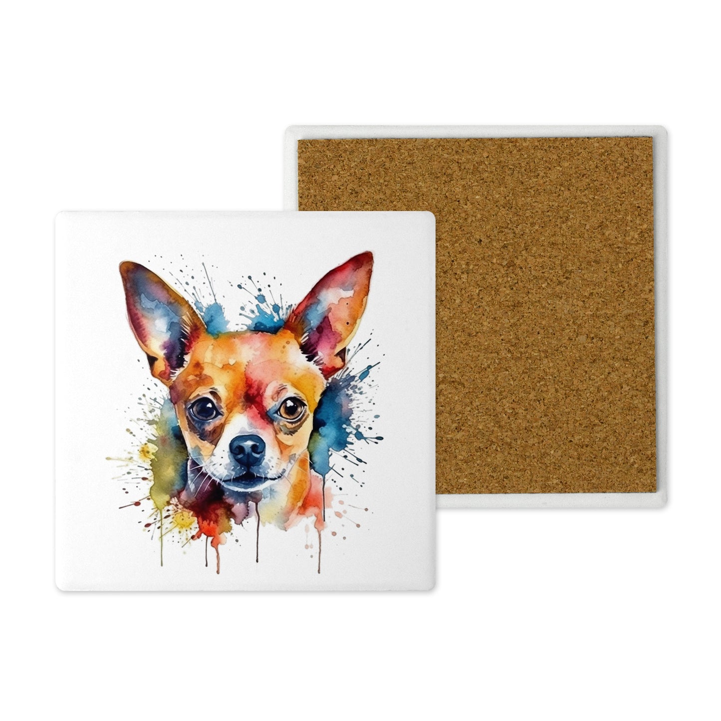 Popular Dog Breeds - Ceramic Coaster –  Beautifully Hand Printed Design 10x10cm - Chihuahua
