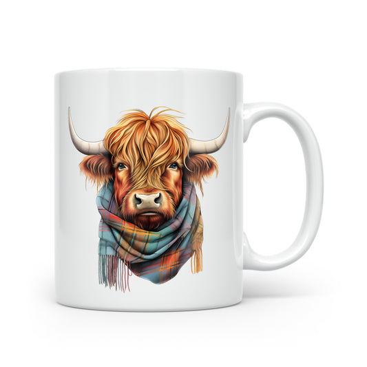 Highland Cow Mug Collection – Watercolour Cows in Tartan Scarves Cow 7