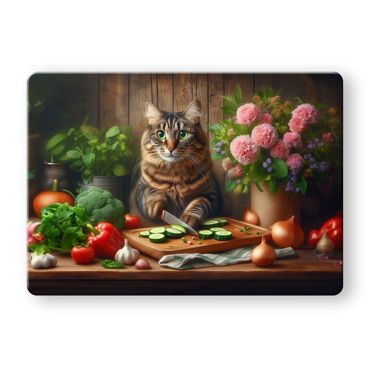 Cats in the Kitchen (8 styles) - Tempered Glass Cutting Board - (285x200mm and 390x290mm) Gloss or Textured Finish Maine Coon