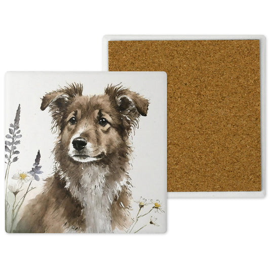 Countryside Critters - Ceramic Coaster with Cork Backing Dog