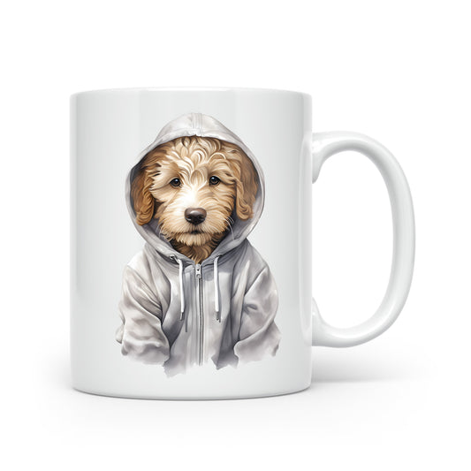 Dogs in Hoodies Mug – Ceramic & Bone China - 3 Sizes - Golden Doodle