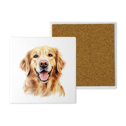 Popular Dog Breeds - Ceramic Coaster –  Beautifully Hand Printed Design 10x10cm - Golden Retriever