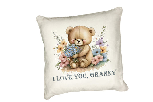 Mother's Day Teddy Bear Cushion with a simple I love you sentiment Granny