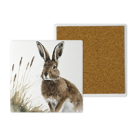 Countryside Critters - Ceramic Coaster with Cork Backing Hare 1