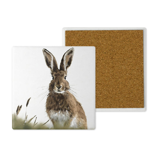 Countryside Critters - Ceramic Coaster with Cork Backing Hare 2