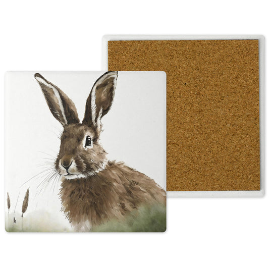 Countryside Critters - Ceramic Coaster with Cork Backing Hare 3