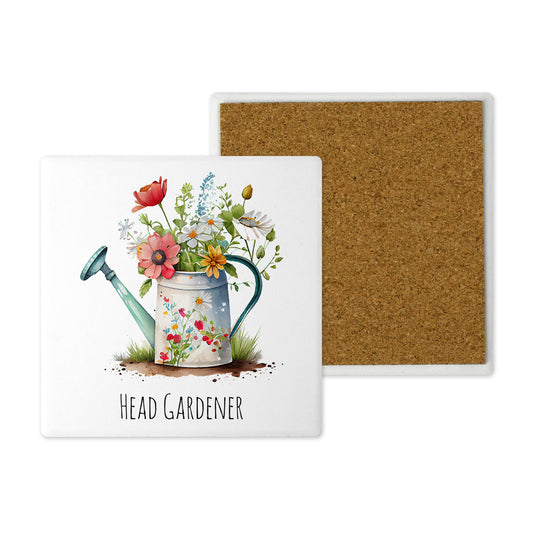 Head Gardener - Ceramic Coaster –  Beautifully Hand Printed Design 10x10cm