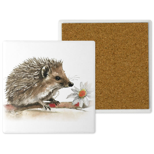 Countryside Critters - Ceramic Coaster with Cork Backing Hedgehog