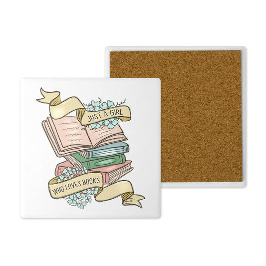 Book Lover’s Ceramic Coasters –  Beautifully Hand Printed Designs Just a Girl