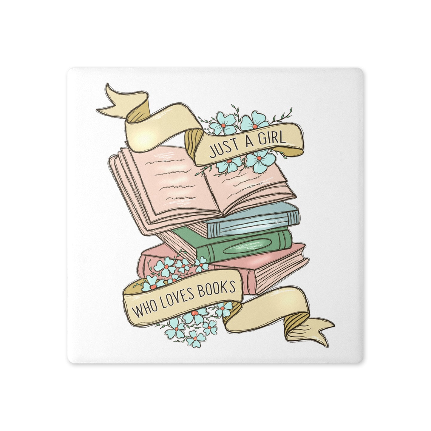 Book Lover’s Ceramic Coasters –  Beautifully Hand Printed Designs Just a Girl