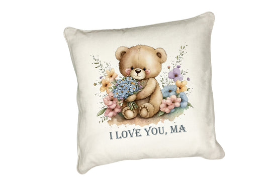 Mother's Day Teddy Bear Cushion with a simple I love you sentiment Ma