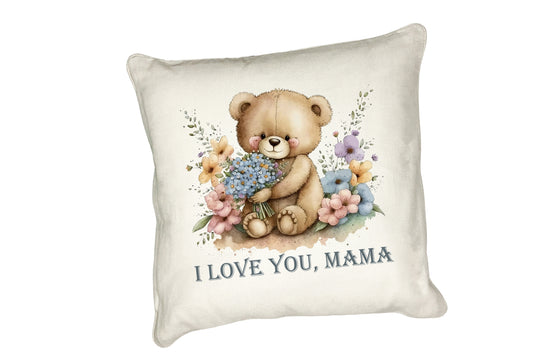 Mother's Day Teddy Bear Cushion with a simple I love you sentiment Mama