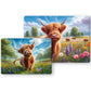 Meadow Highland Cow (2 styles) - Tempered Glass Cutting Board - (285x200mm and 390x290mm) Gloss or Textured Finish Meadow Happy Cow