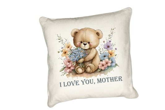 Mother's Day Teddy Bear Cushion with a simple I love you sentiment Mother