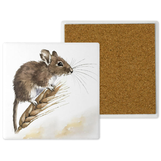 Countryside Critters - Ceramic Coaster with Cork Backing Mouse