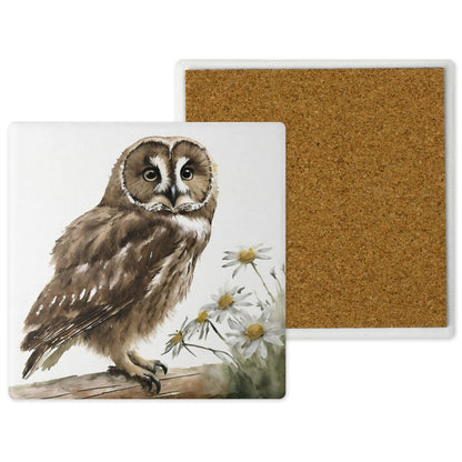 Countryside Critters - Ceramic Coaster with Cork Backing Owl