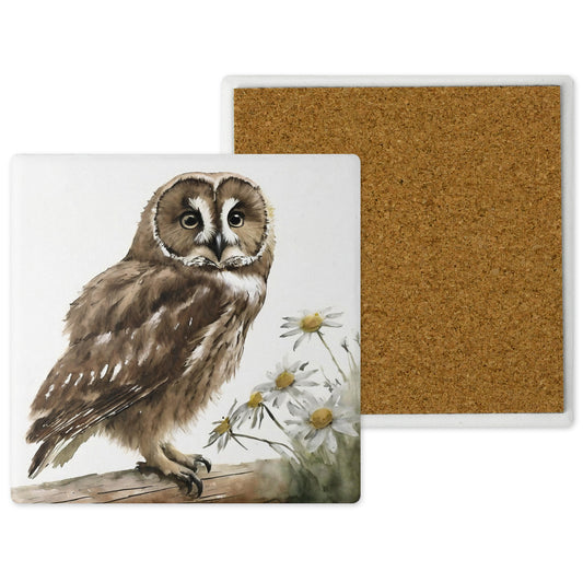 Countryside Critters - Ceramic Coaster with Cork Backing Owl