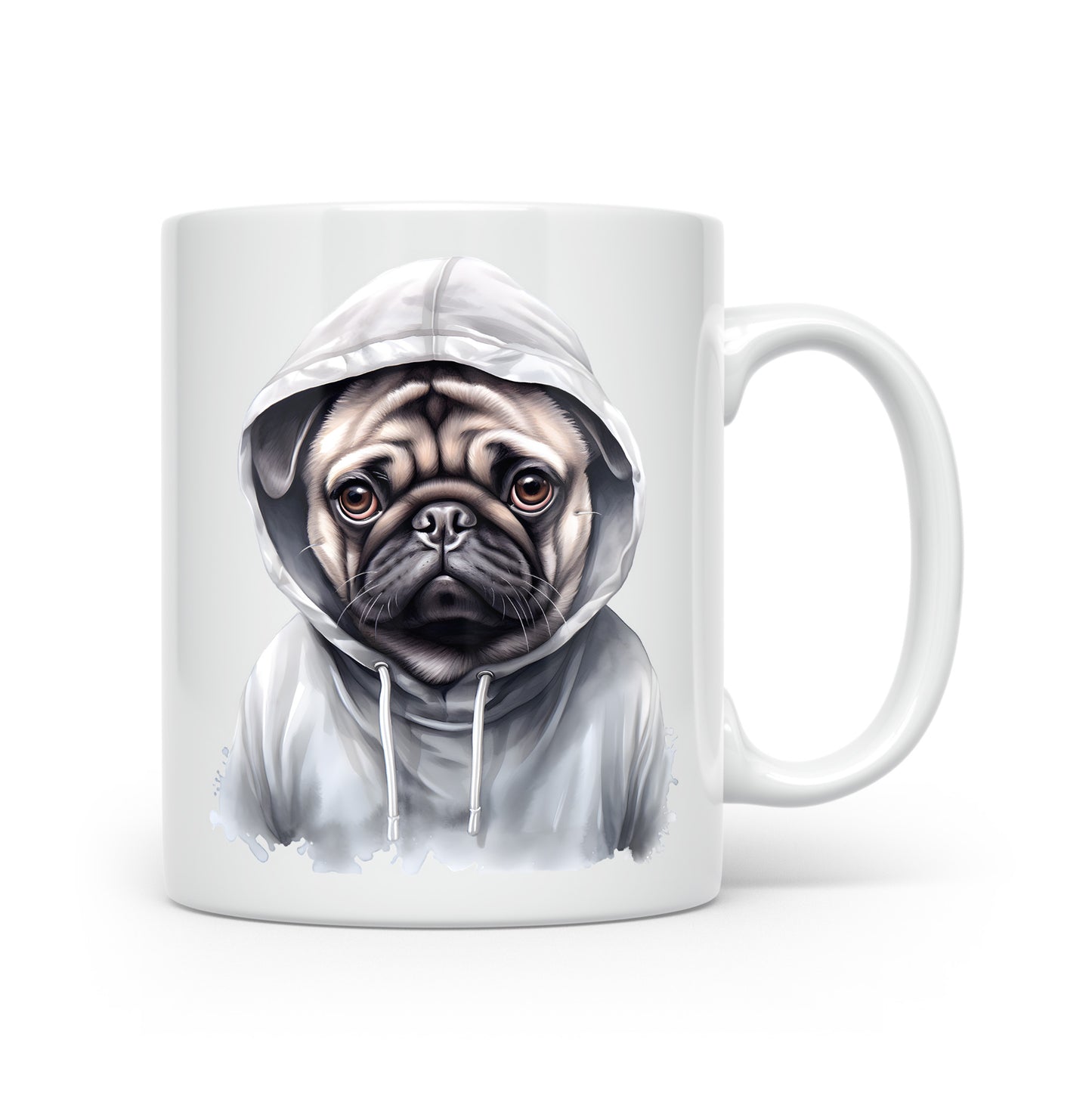 Dogs in Hoodies Mug – Ceramic & Bone China - 3 Sizes - Pug