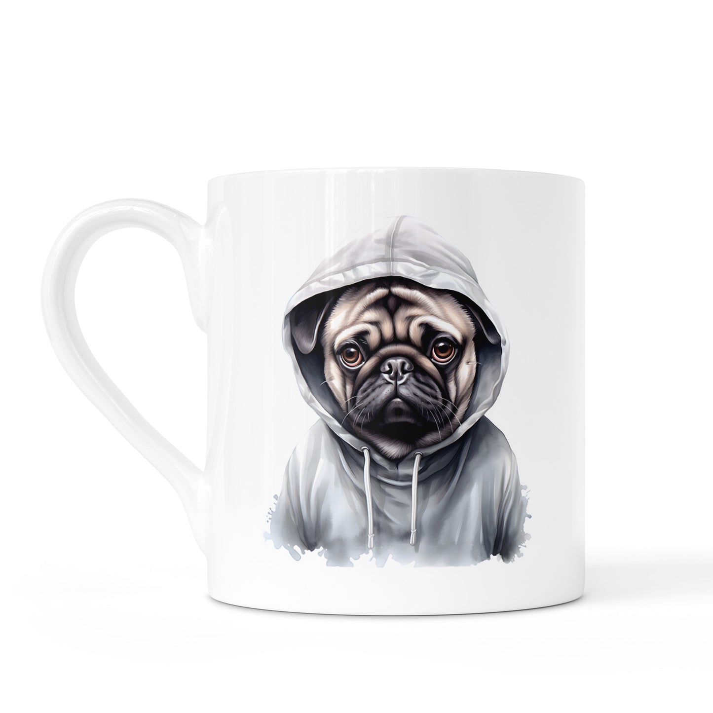 Dogs in Hoodies Mug – Ceramic & Bone China - 3 Sizes - Pug